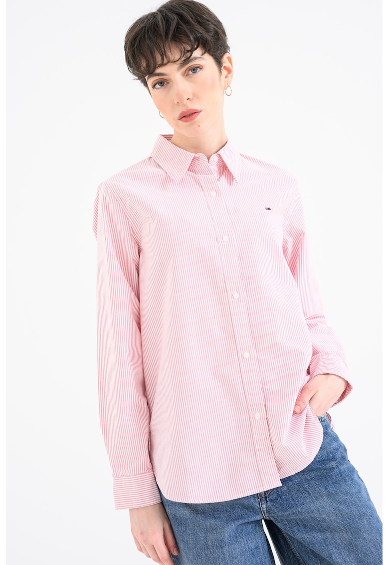 Camasa cu logo brodat discret - Rosu/Alb