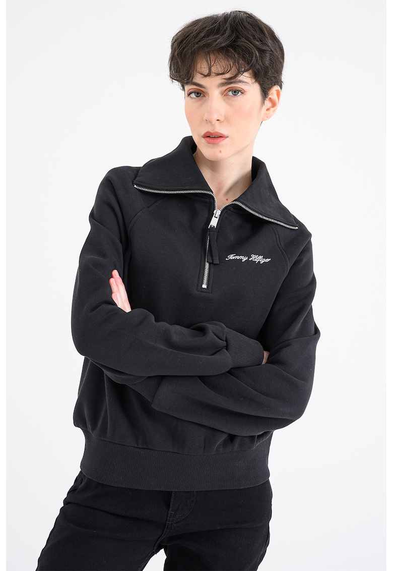 Bluza de trening cu decolteu cu fermoar scurt - Negru