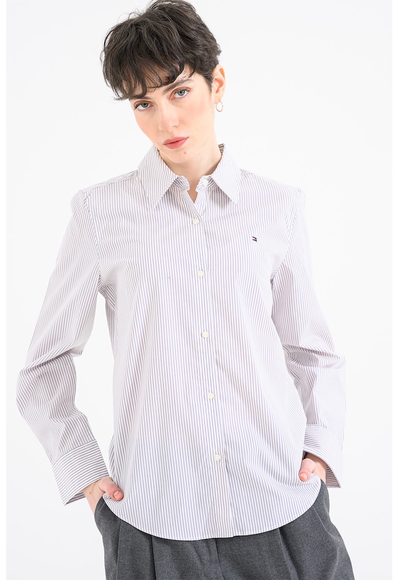 Camasa regular fit cu guler ascutit - Alb/Lila