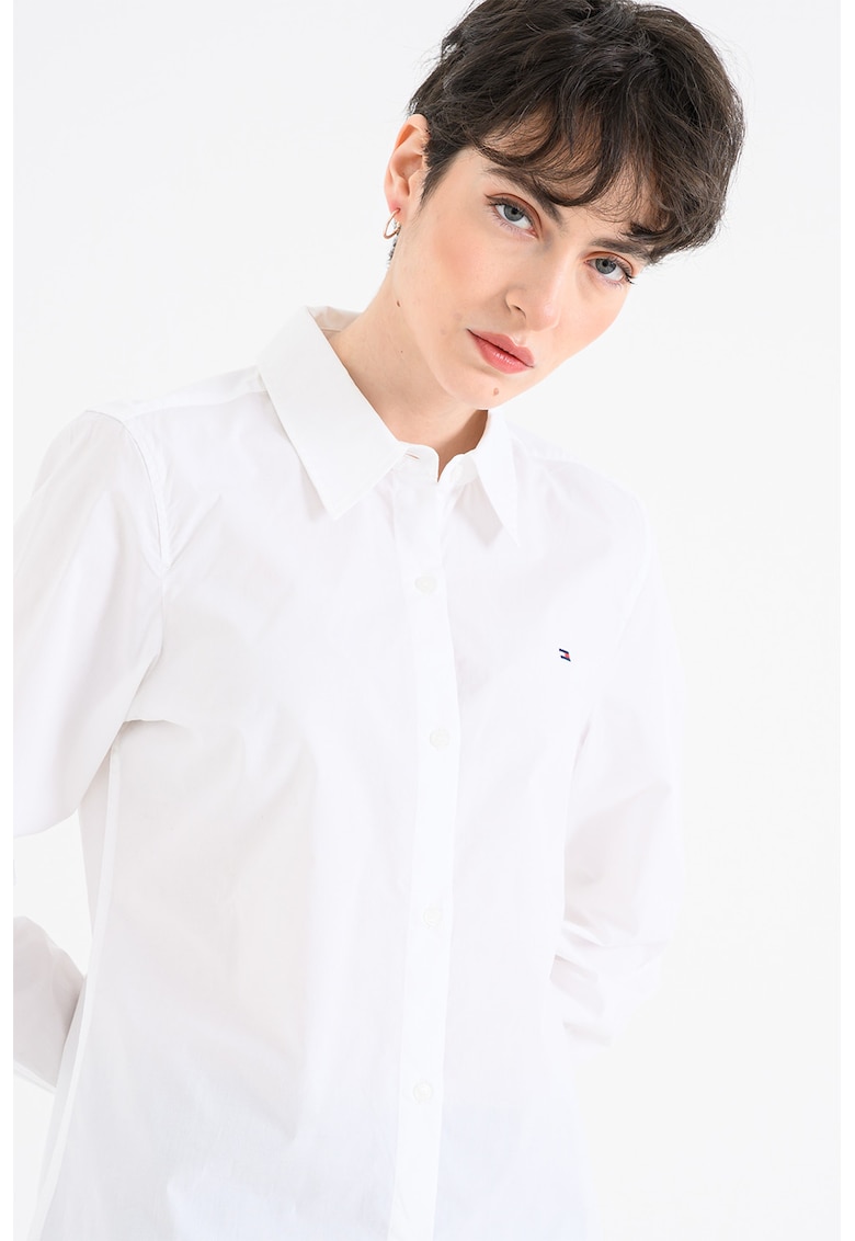 Camasa regular fit cu guler ascutit - Alb optic