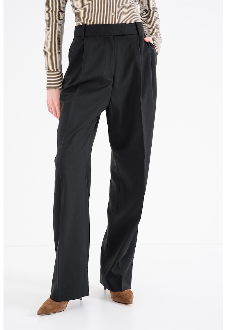 Pantaloni din amestec de lana cu pensa - Negru