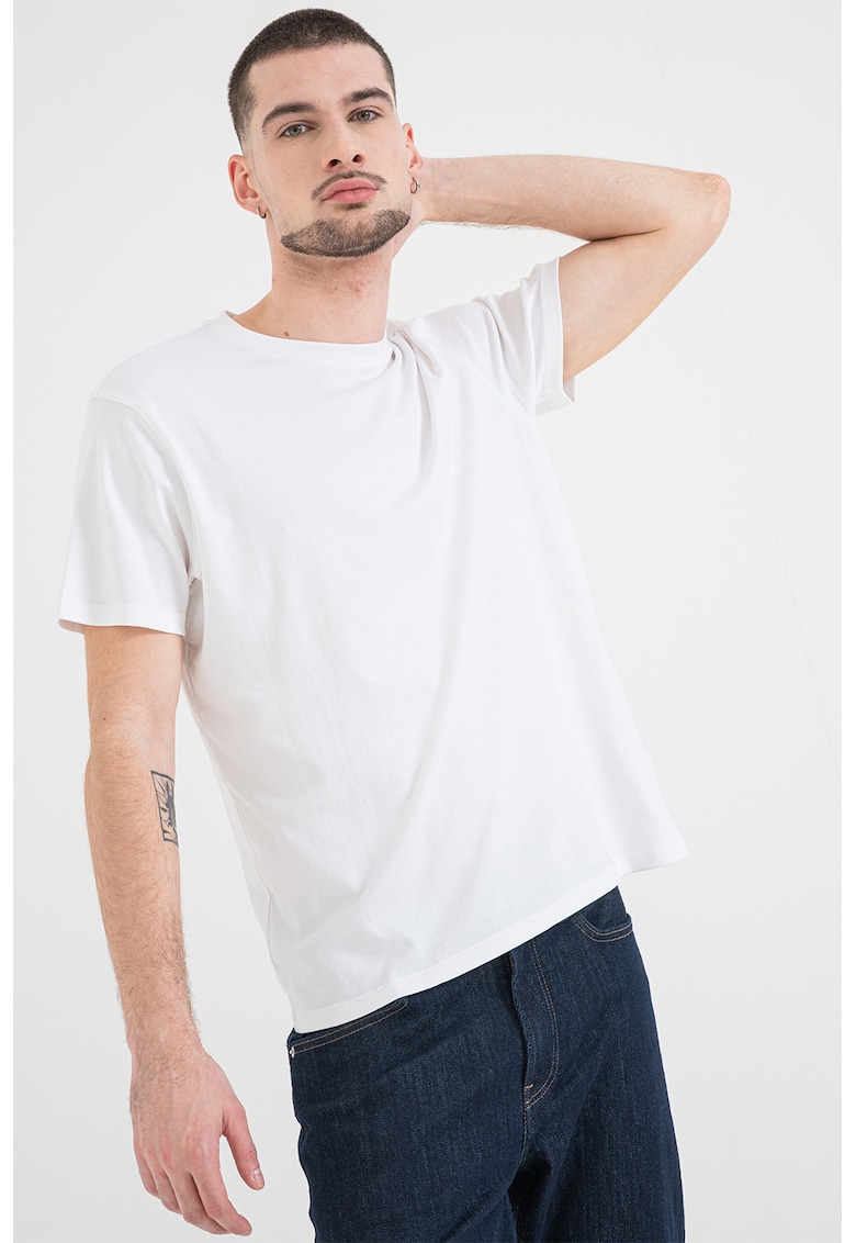 Tricou din bumbac cu model uni - Alb
