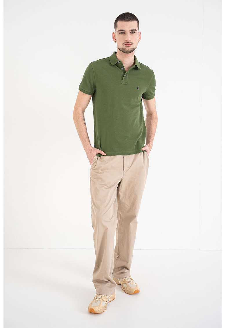 Tricou polo slim fit din amestec de bumbac organic - Verde