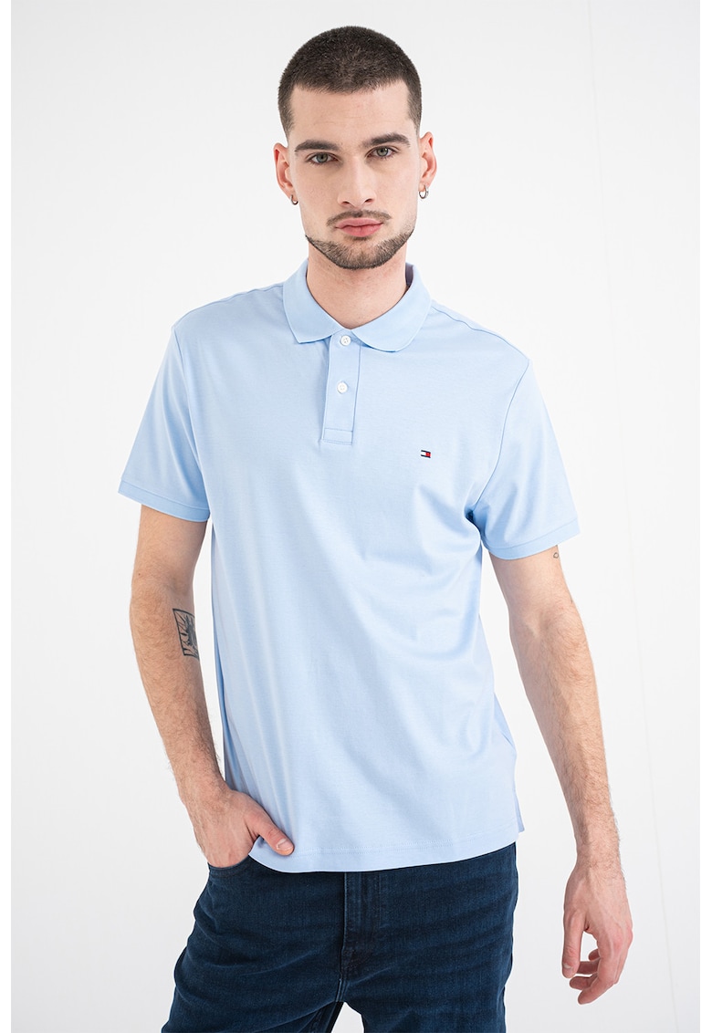 Tricou polo de bumbac - Albastru glaciar