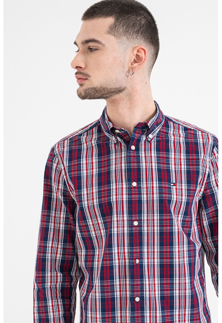 Camasa regular fit cu model in carouri - Rosu/Gri deschis/Bleumarin