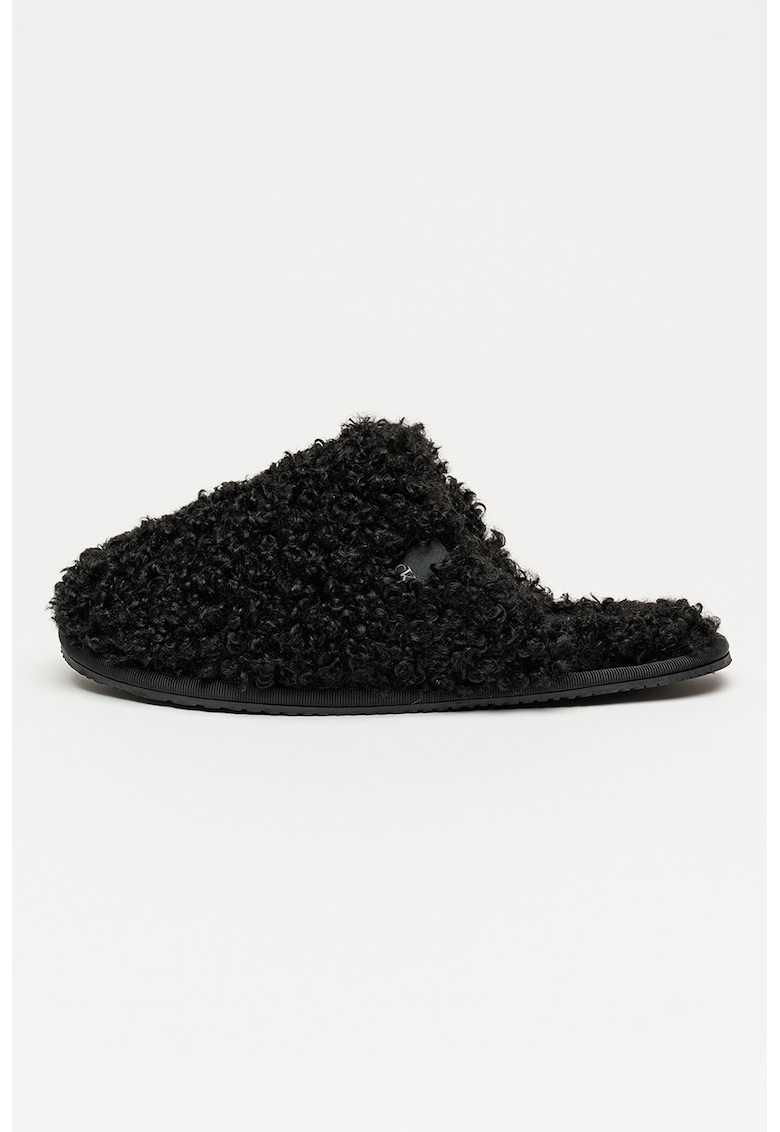Papuci de casa pufosi - Negru