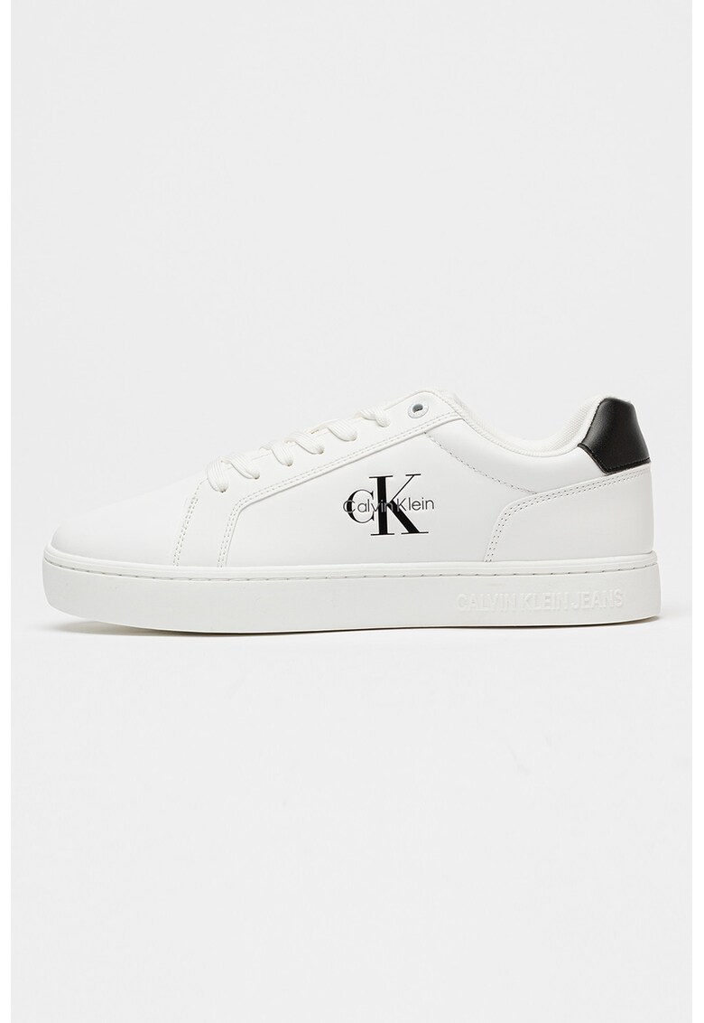 Pantofi sport din piele si piele ecologica cu detaliu logo - Alb optic