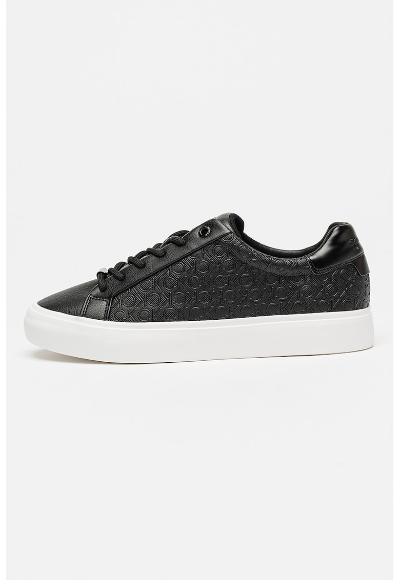 Pantofi sport cu talpa flatform si logo - Negru