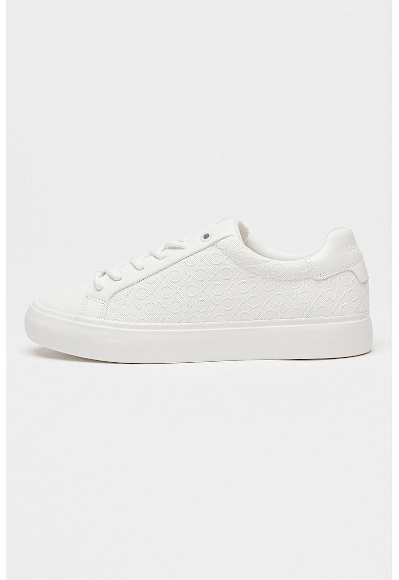 Pantofi sport cu talpa flatform si logo - Alb