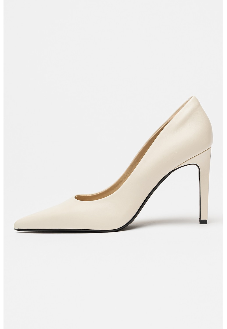 Pantofi din piele cu toc stiletto Pump 90 - Crem