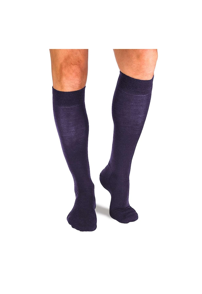 Sosete lungi compresive 3/4 din Lana Merinos - 45-47 EU - Albastru inchis