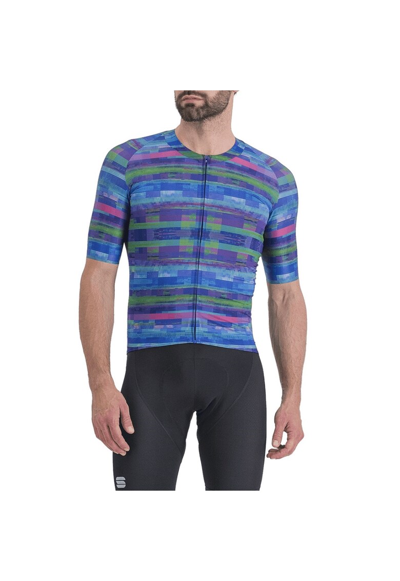 Tricou ciclism barbati Glitch Bomber - Verde/Albastru