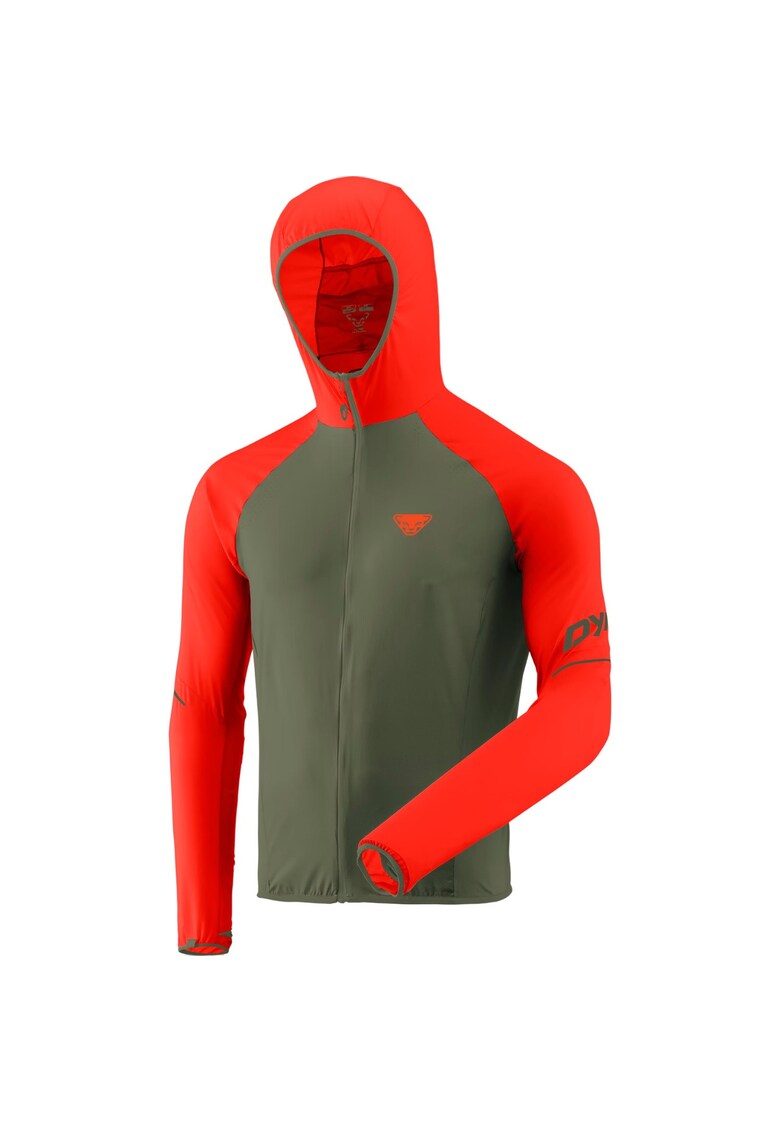 Jacheta alergare barbati Alpine Wind - Coral/Kaki