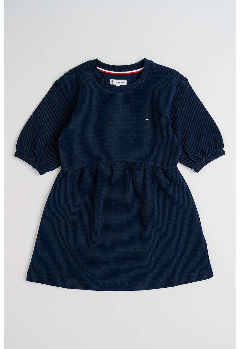 Rochie scurta cu croiala in A si detaliu logo - Bleumarin