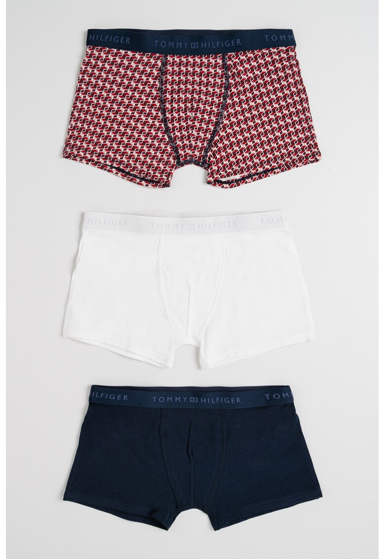 Set de boxeri cu banda logo in talie - 3 perechi - Alb/Visiniu/Bleumarin