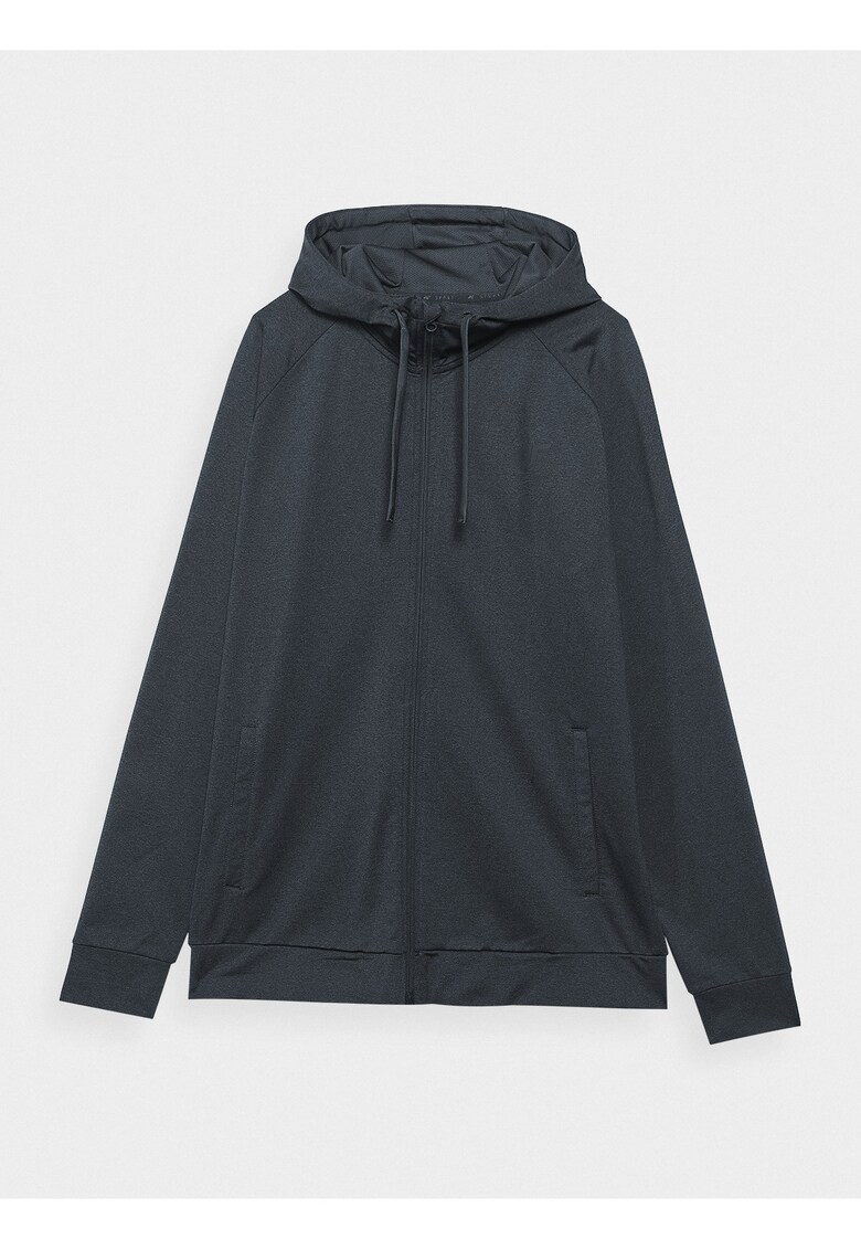 Hanorac Antracit Barbati cu Gluga si Fermoar Tehnologie 4FDry - Antrenament Multi-Active - Material Sintetic Elastic - Marime XL