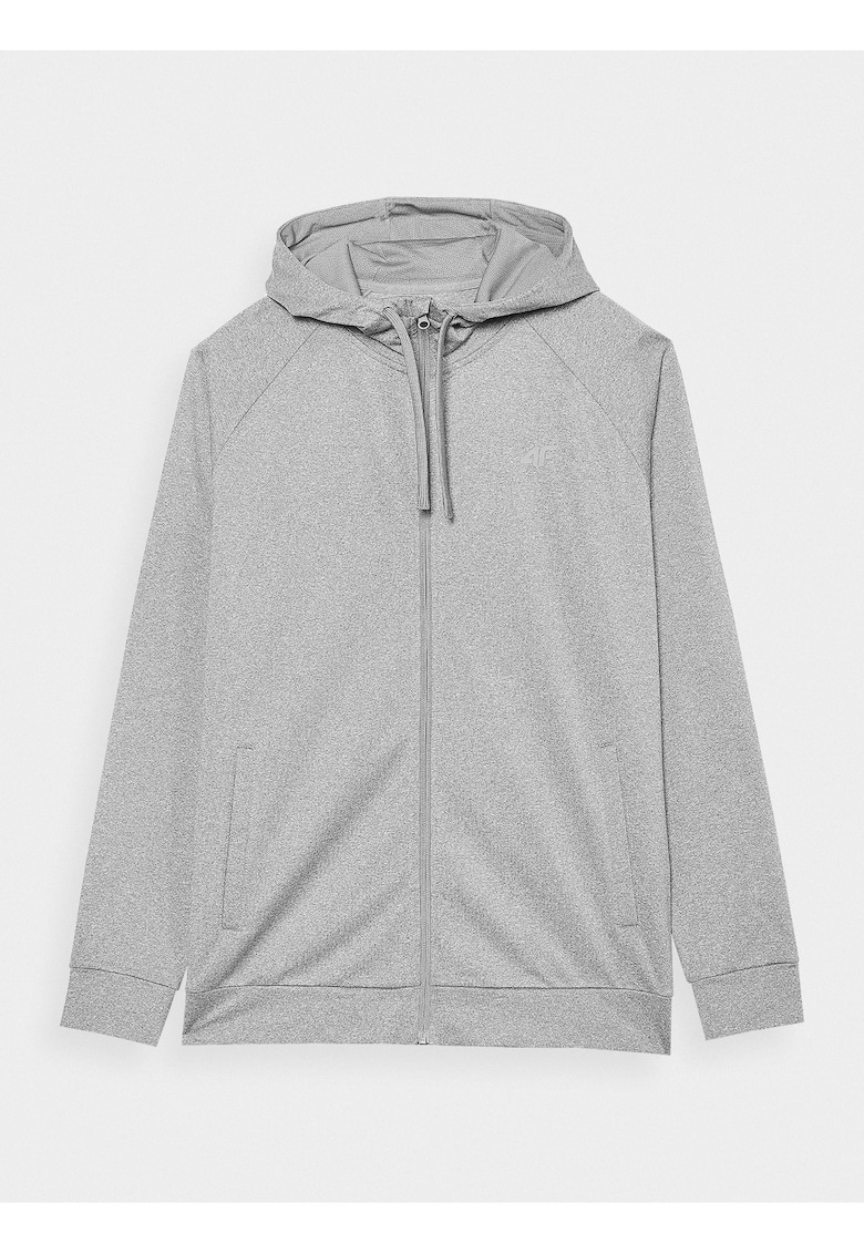 Hanorac Antrenament Barbati Gri - Cu Fermoar si Gluga Reglabila - Material Sintetic Durabil - Tehnologie 4FDry - Marime XXL - Sezon AW24
