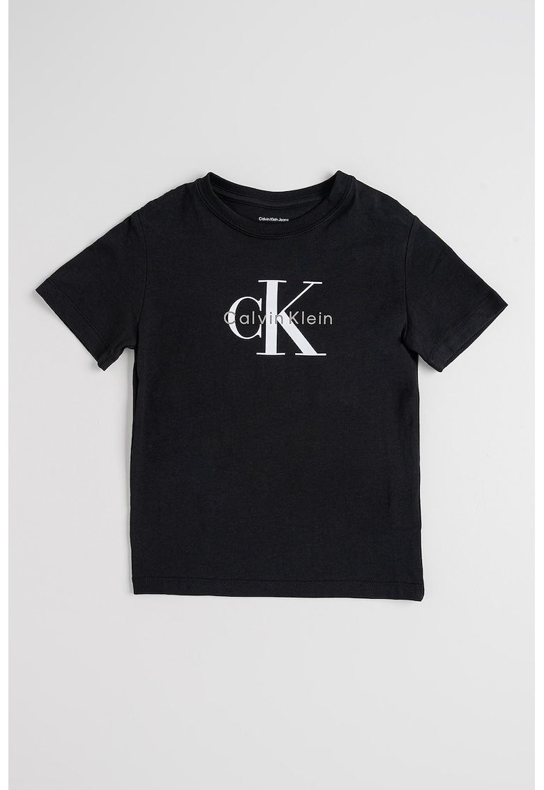Tricou de bumbac cu logo - Negru