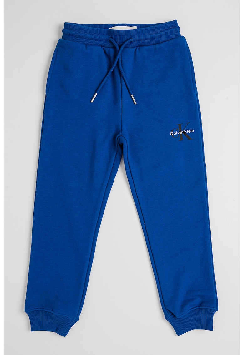 Pantaloni relaxed fit de trening cu imprimeu logo discret - Albastru royal