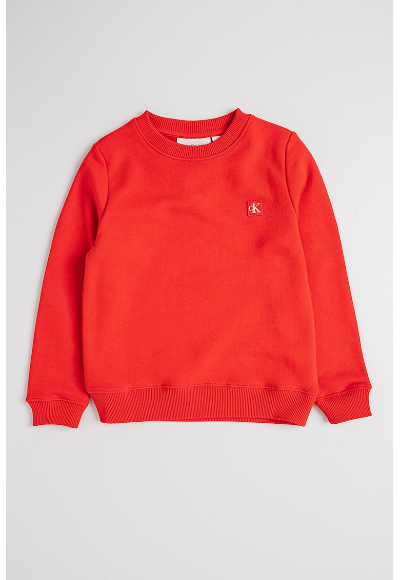 Bluza de trening din bumbac organic cu decolteu la baza gatului - Rosu