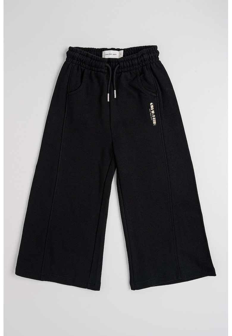 Pantaloni de trening cu logo si talie medie - Negru