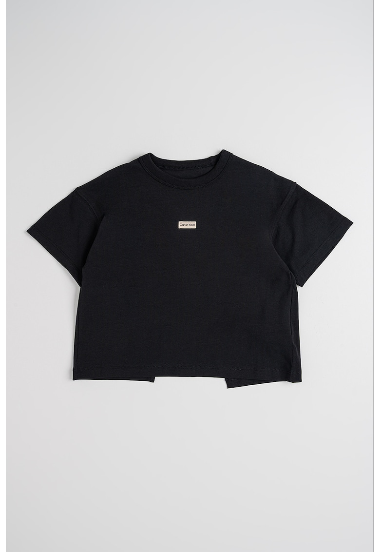 Tricou din amestec de bumbac cu logo - Negru