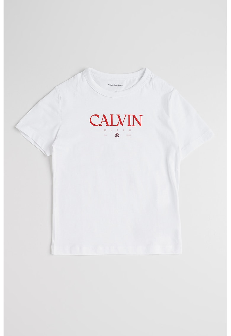 Tricou de bumbac cu imprimeu logo - Alb