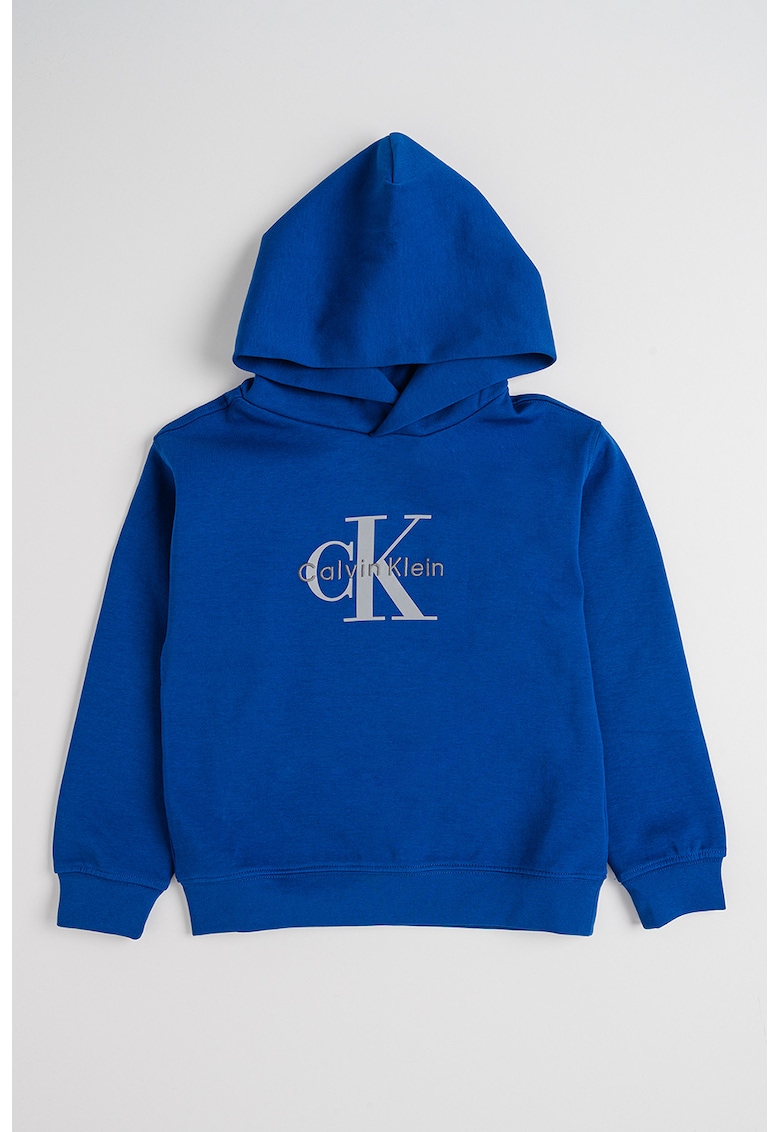 Hanorac din amestec de bumbac cu imprimeu logo - Albastru royal