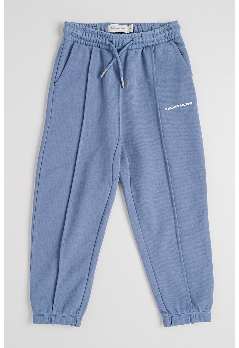 Pantaloni relaxed fit de trening cu cusaturi frontale - Albastru prafuit