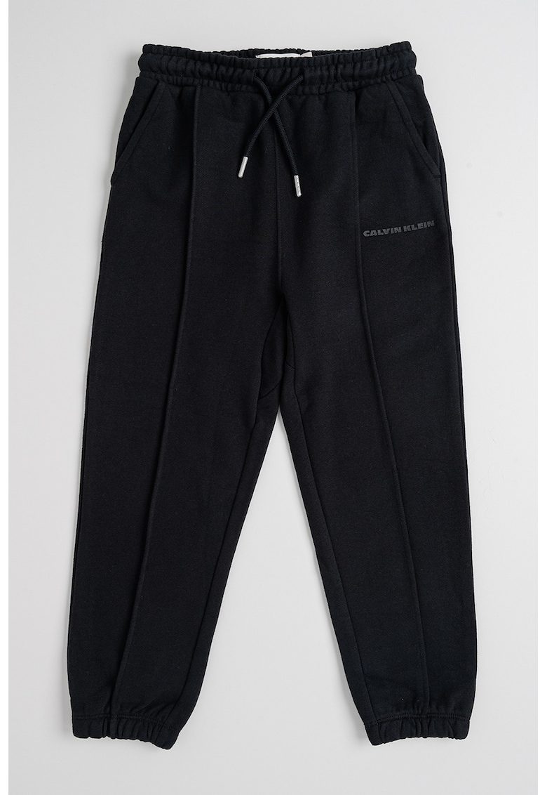 Pantaloni relaxed fit de trening cu cusaturi frontale - Negru
