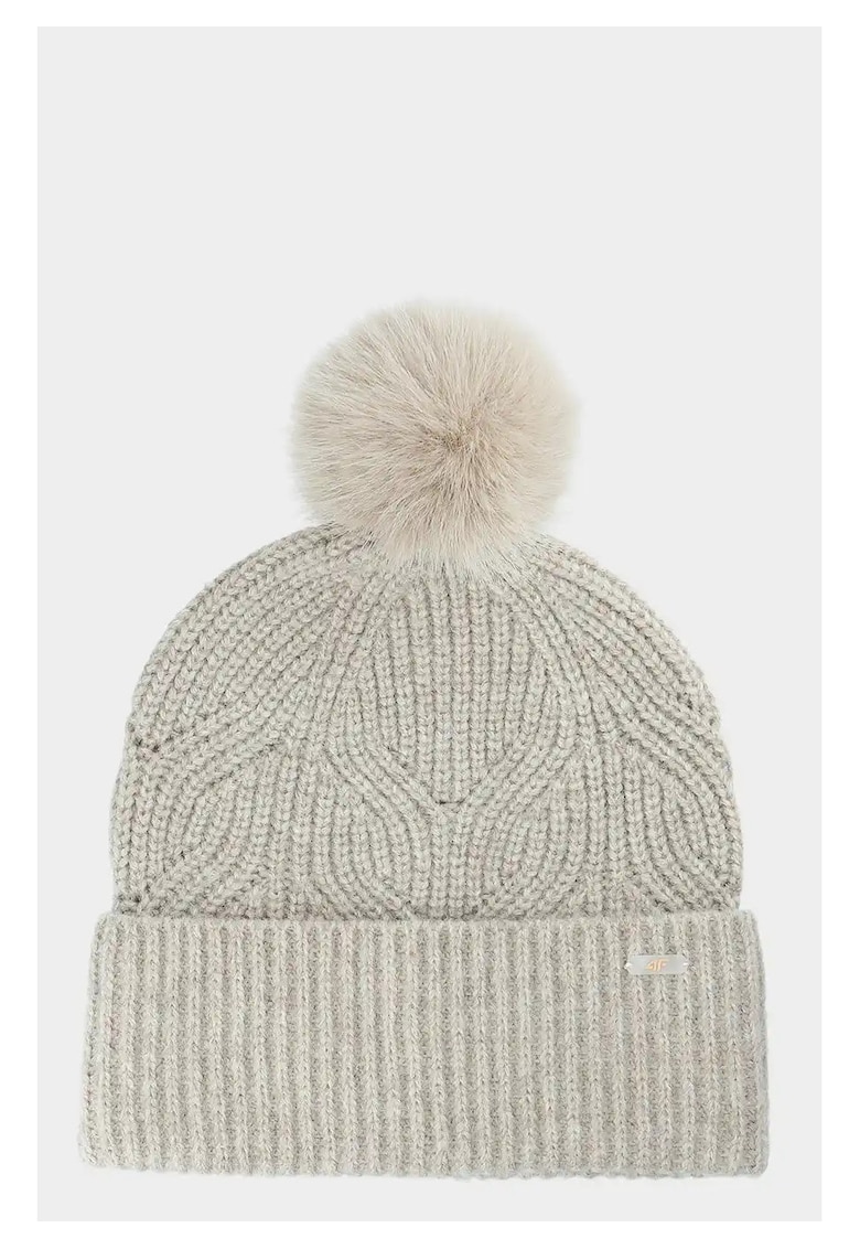 Caciula dama bej - cu pompon - design elegant