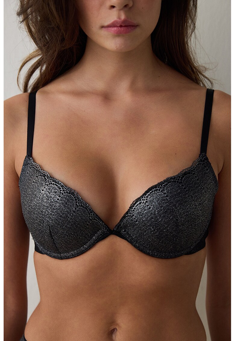 Sutien cu burete si aspect metalic - Argintiu