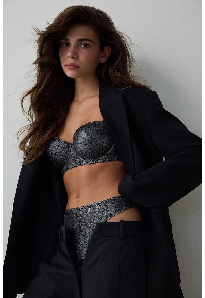 Sutien cu burete si aspect metalic - Argintiu inchis