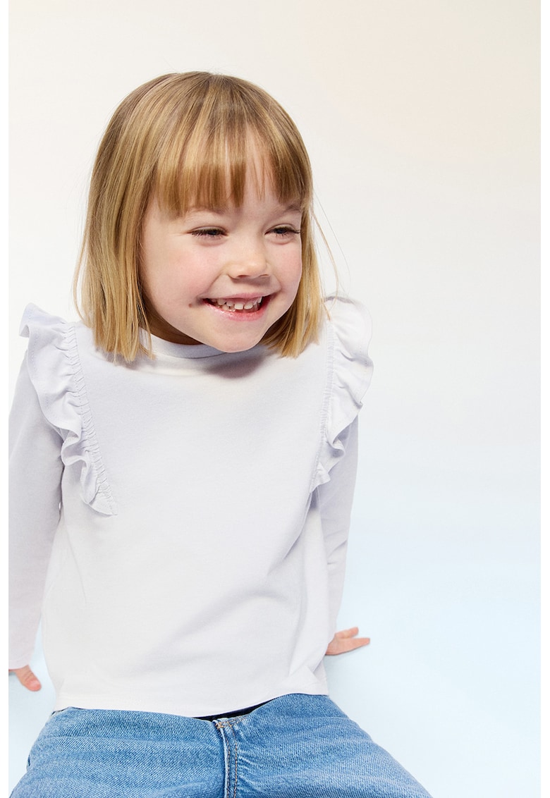Bluza regular-fit cu decolteu la baza gatului - Albastru glaciar