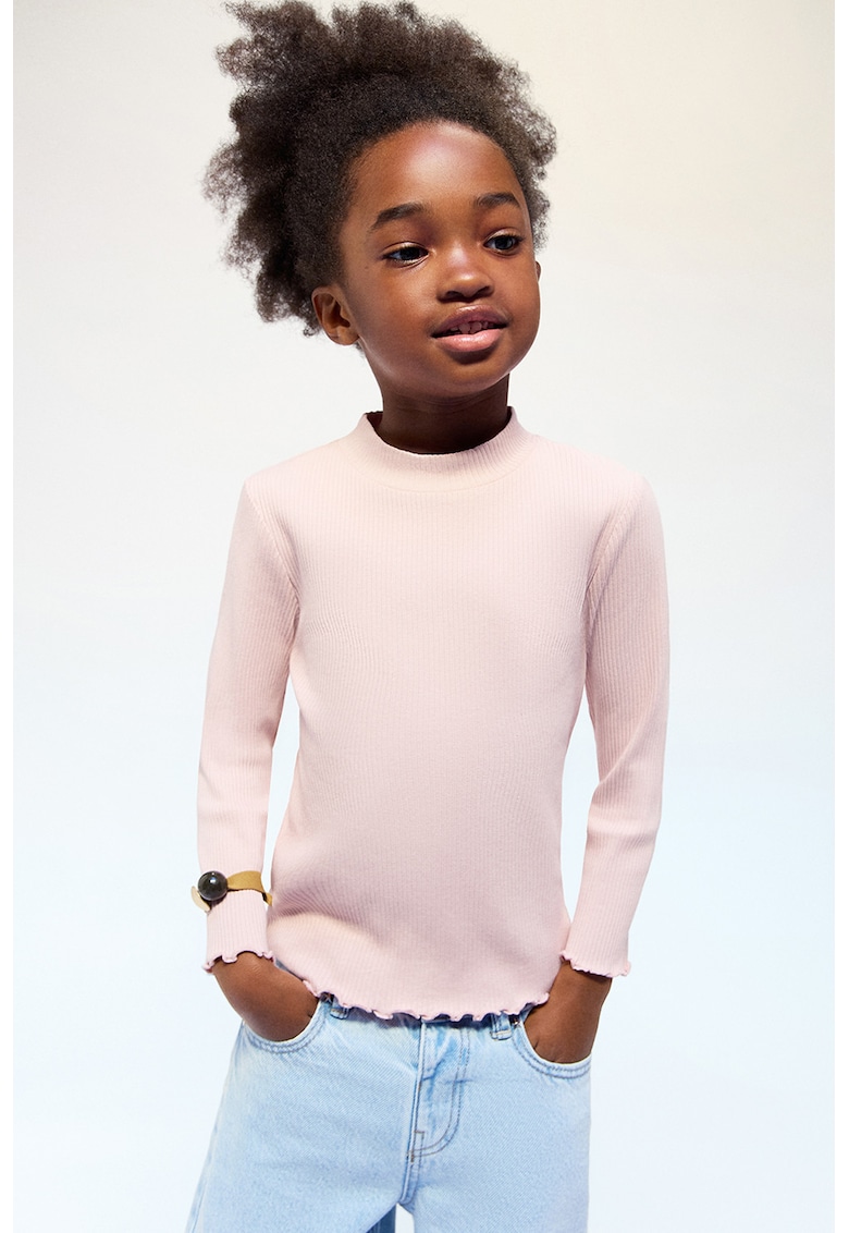 Bluza striata din amestec de bumbac - Roz deschis