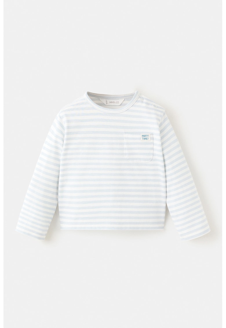 Bluza din bumbac cu dungi - Albastru glaciar