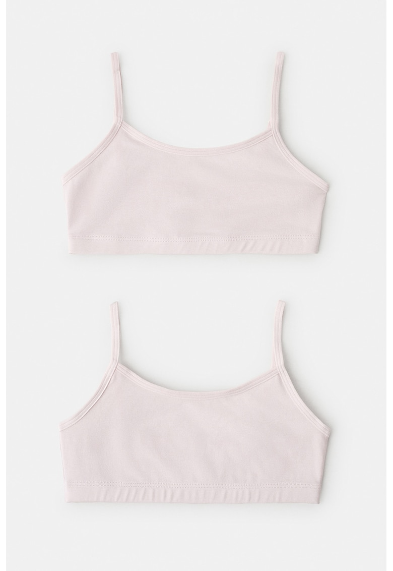 Set de bustiere din amestec de bumbac - 2 piese - Roz pal
