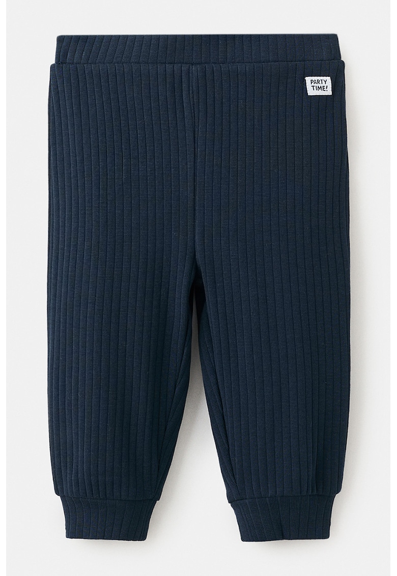 Pantaloni texturati din anmestec de bumbac - Bleumarin