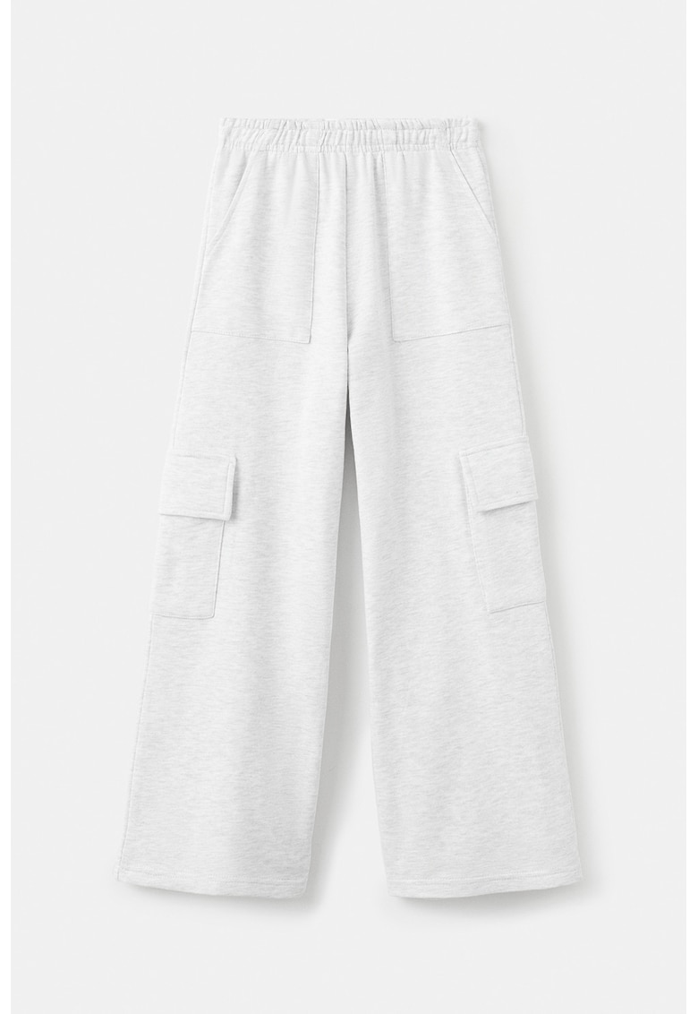 Pantaloni de trening cargo cu croiala ampla - Gri deschis melange