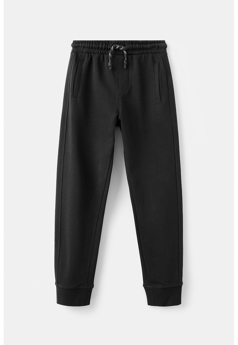 Pantaloni de trening din bumbac cu snur de ajustare - Negru