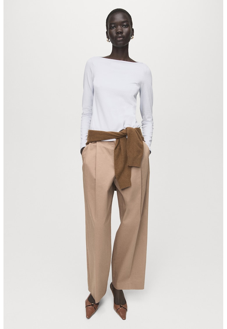 Bluza slim fit din amestec de bumbac - Albastru pal