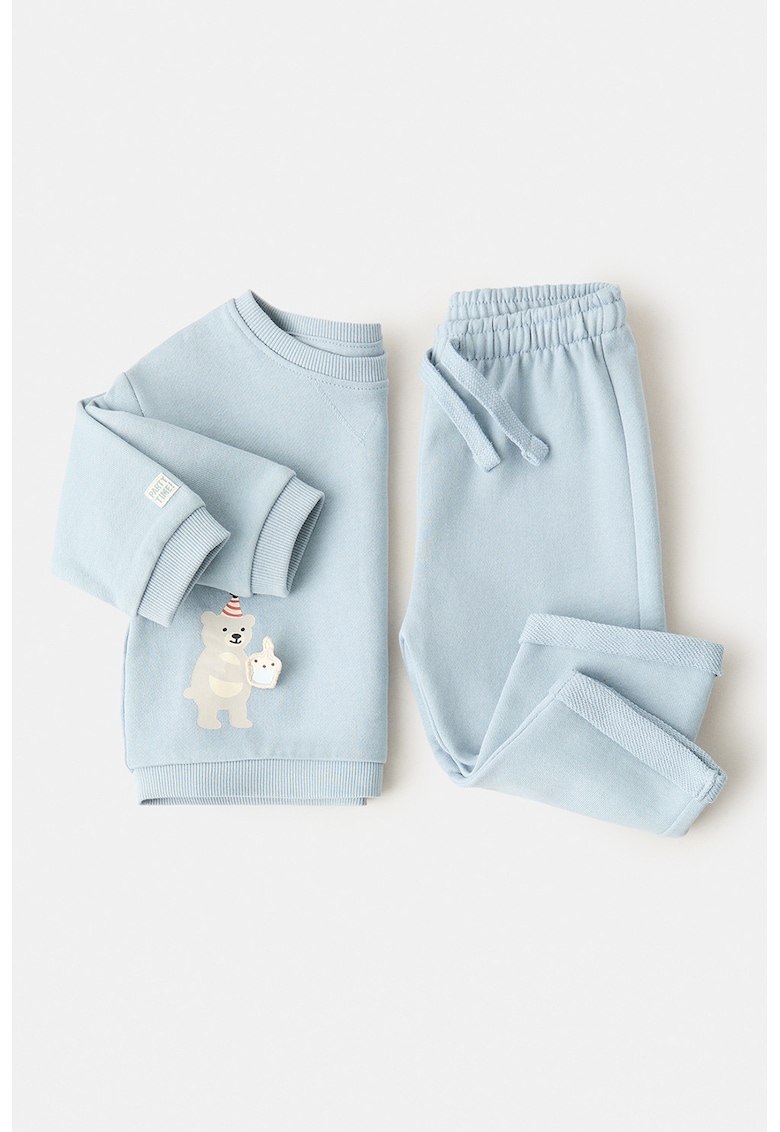 Pantaloni de trening din bumbac cu snur - Albastru pastel