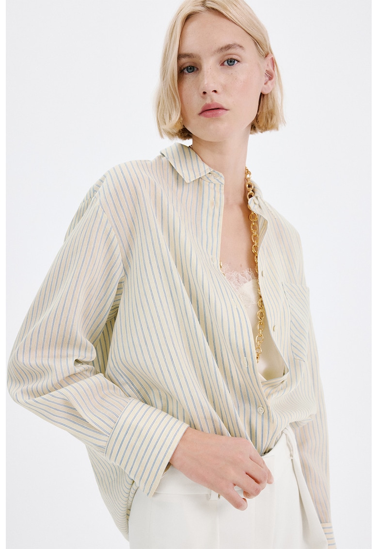 Camasa regular fit in dungi - Albastru deschis/Bej deschis