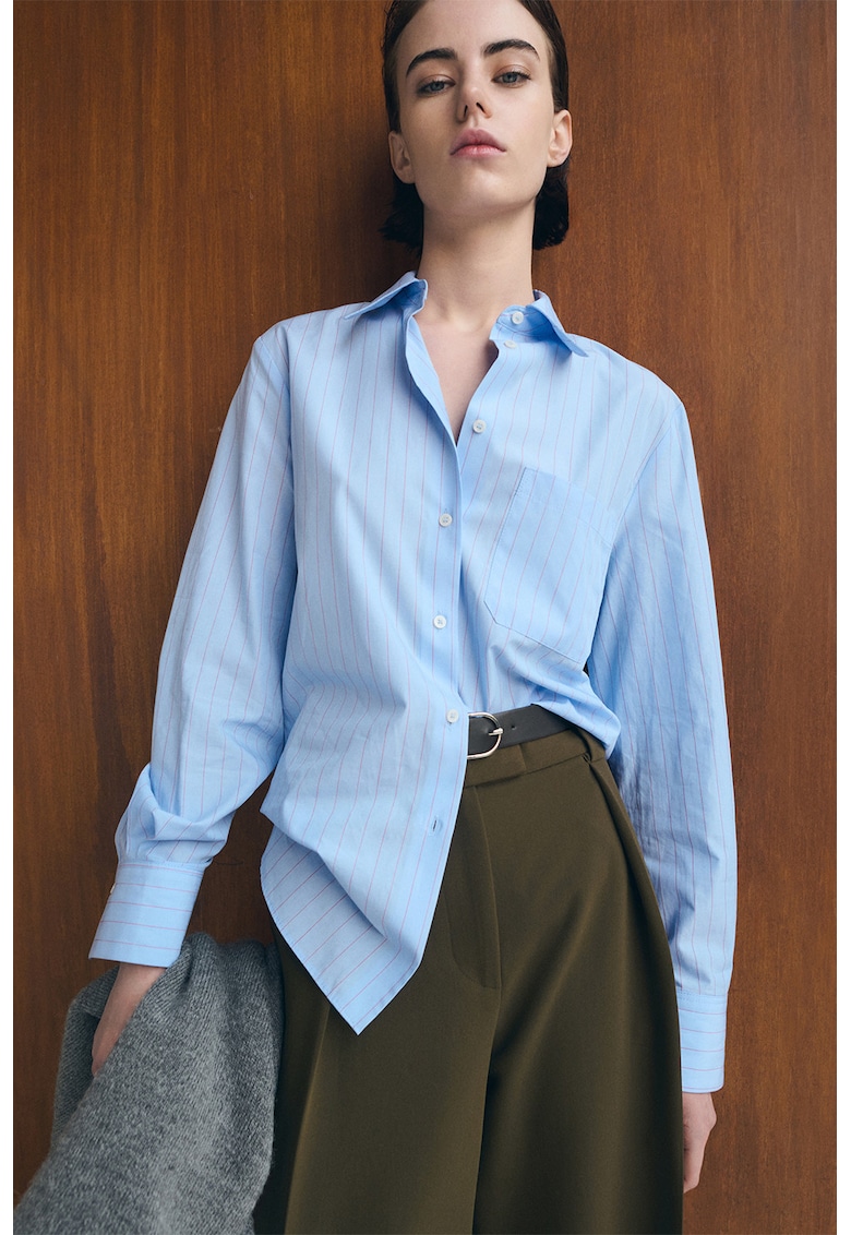 Camasa regular fit in dungi - Albastru azur