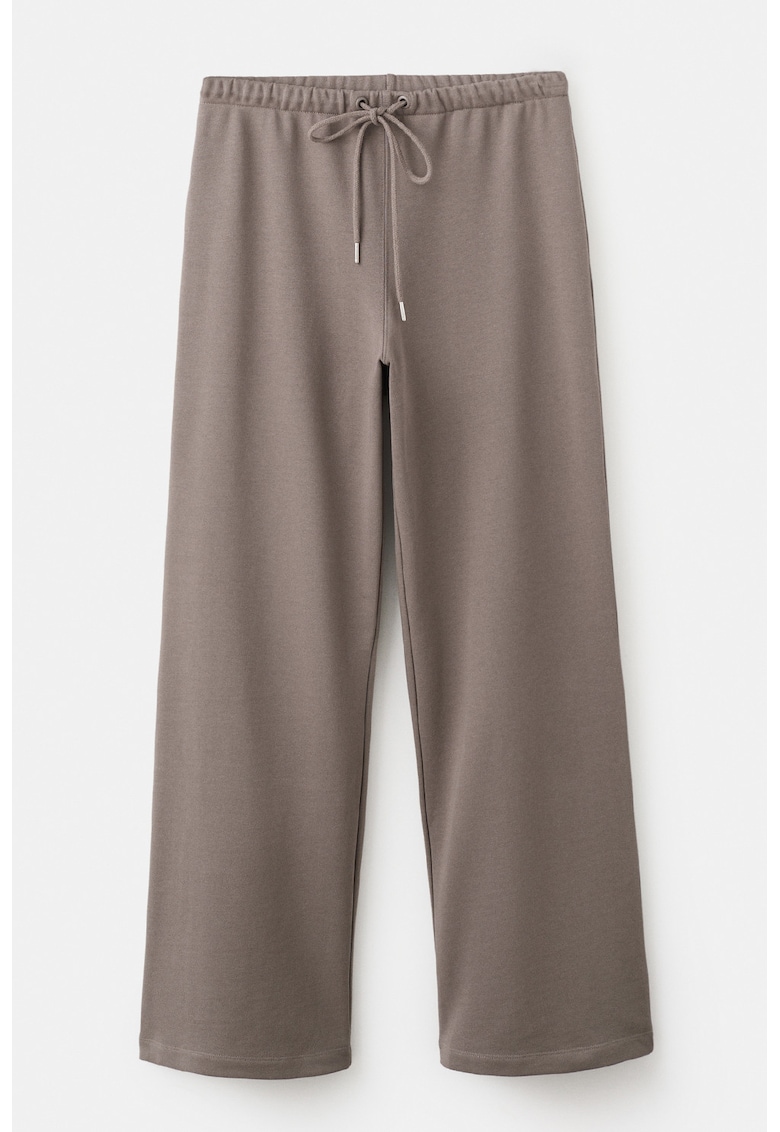 Pantaloni de bumbac cu snur in talie - Maro taupe