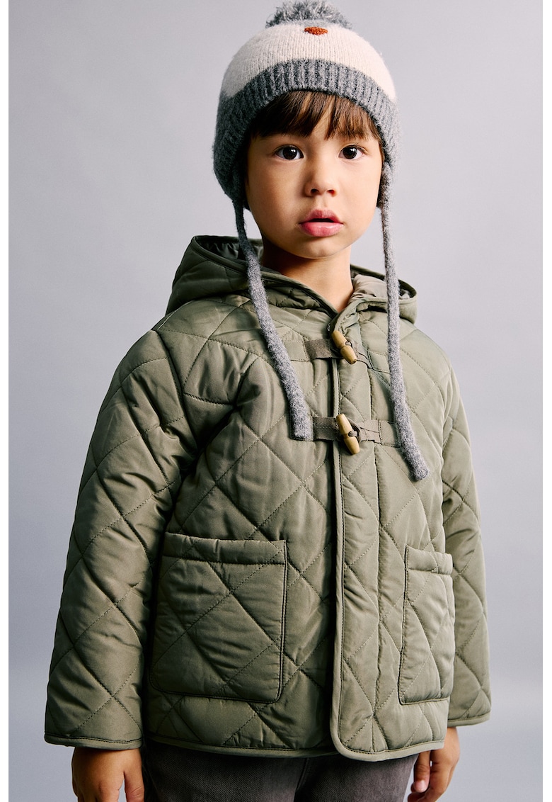 Jacheta matlasata cu gluga - Verde sparanghel