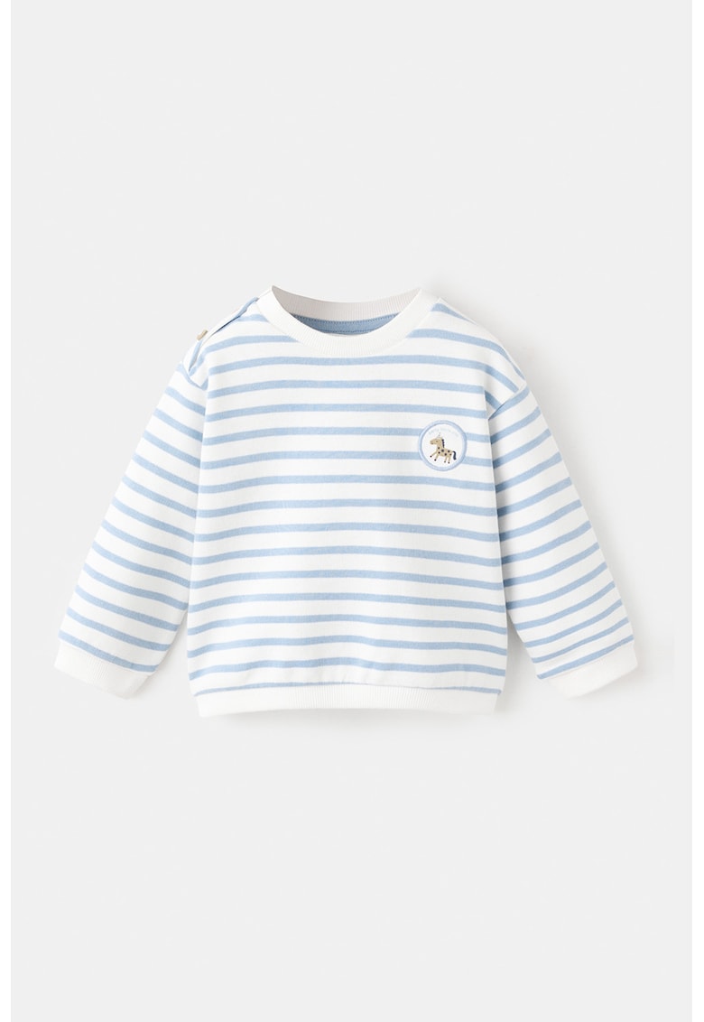 Bluza de trenin de bumbac cu dungi - Alb/Albastru deschis