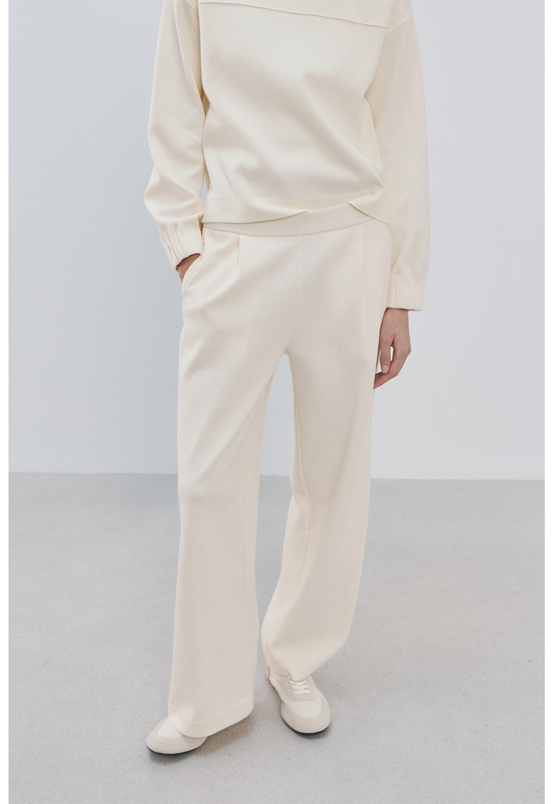Pantaloni uni drepti - Alb fildes