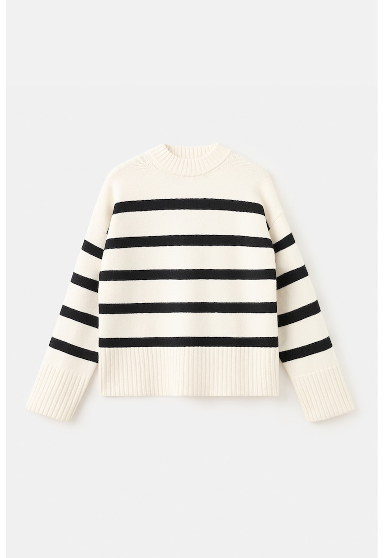 Pulover in dungi cu maneci cazute - Negru/Crem