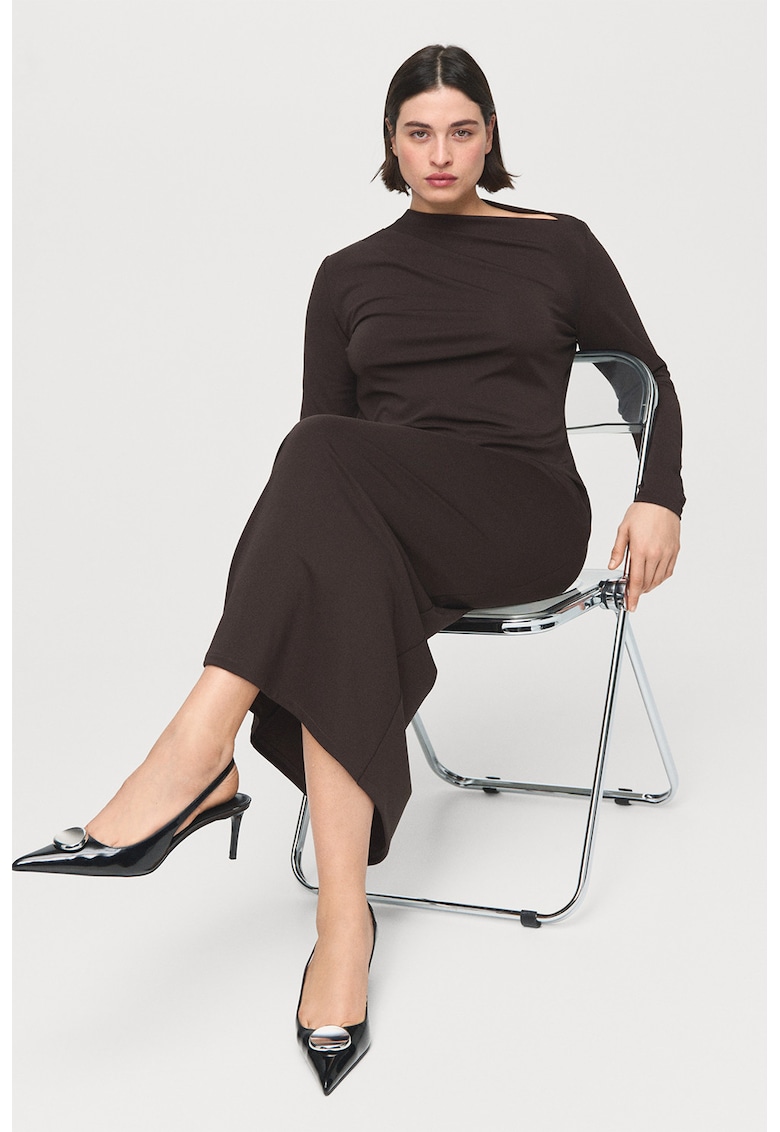 Rochie midi dreapta - Maro inchis